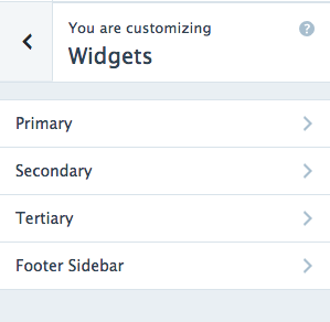 Under 'Primary' is a menu widget, added to which is a menu called 'primary'. 